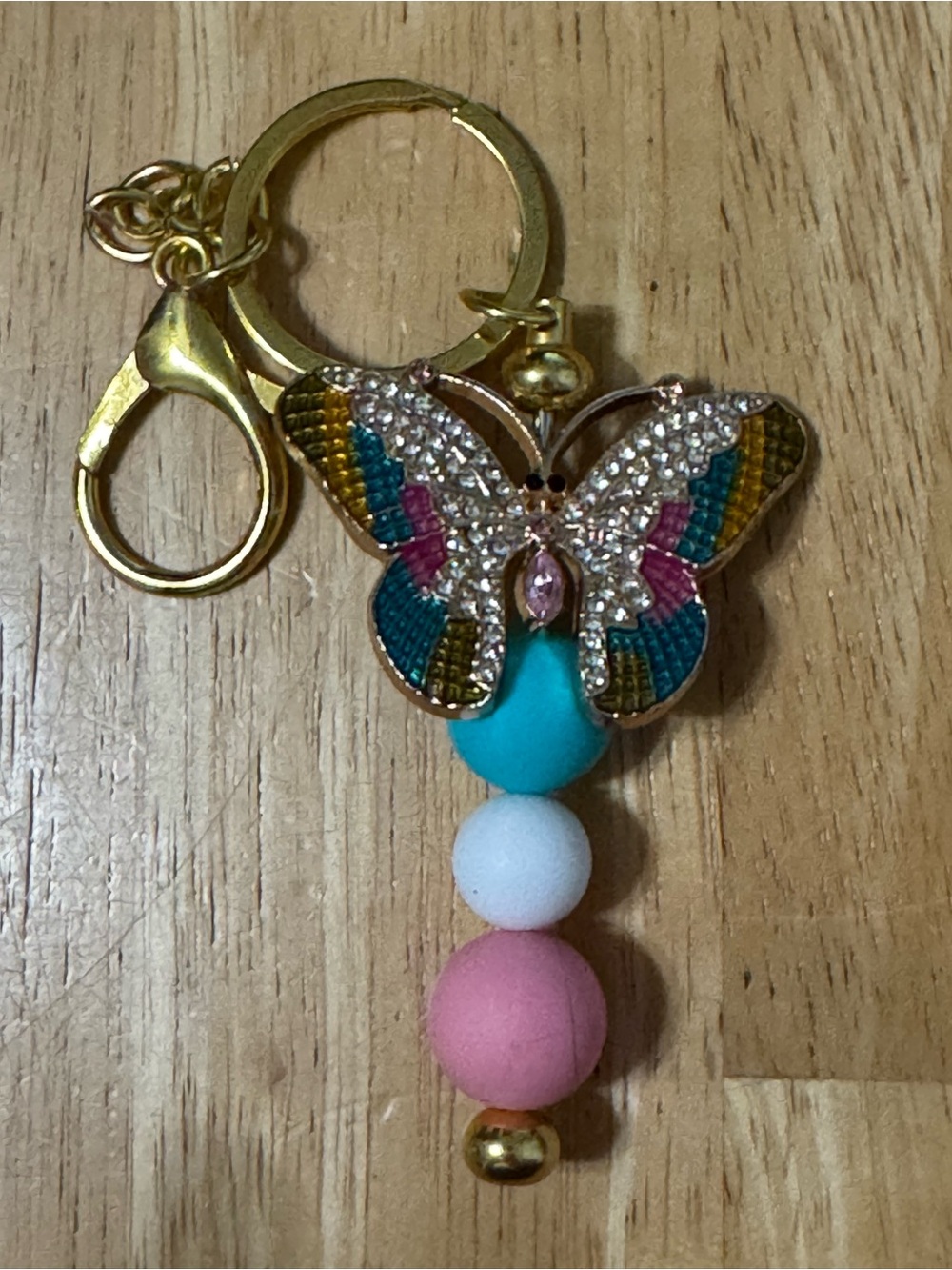 Butterfly Brooch/Keychain Charm - Pink, Turquoise, White
